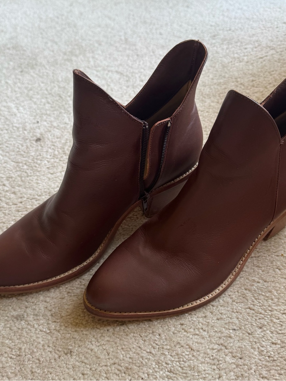Poppy Barley Chocolate Brown Leather Ankle Booties Size 9